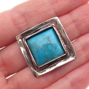 Silpada 925 Sterling Silver Vintage Real Bisbee Turquoise Oxidized Slide Pendant