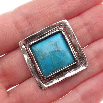 Silpada 925 Sterling Silver Vintage Real Bisbee Turquoise Oxidized Slide Pendant