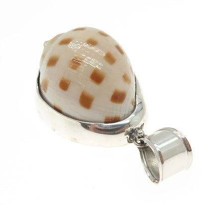 925 Sterling Silver Vintage Real Sea Shell Pendant