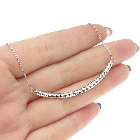 925 Sterling Silver Diamond-Cut Bar Cable Chain Necklace 16"