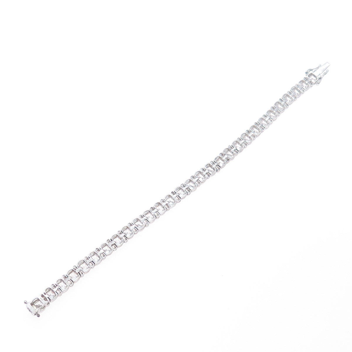 MEDA 925 Sterling Silver Princess & Baguette-Cut C Z Tennis Link Bracelet 7.5"