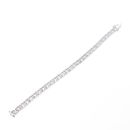 MEDA 925 Sterling Silver Princess & Baguette-Cut C Z Tennis Link Bracelet 7.5"