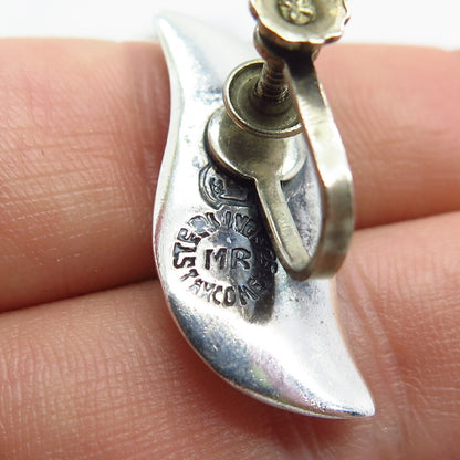 925 Sterling Silver Vintage Mexico Taxco Braided Screw Back Earrings