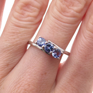RJ Graziano 925 Sterling Silver Real Round-Cut Tanzanite Bypass Ring Size 8