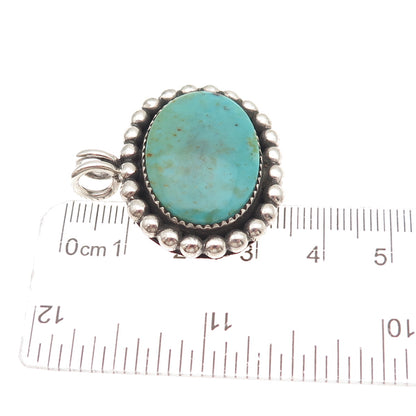 Old Pawn Sterling Silver Vintage Southwestern Turquoise Beaded Tribal Pendant