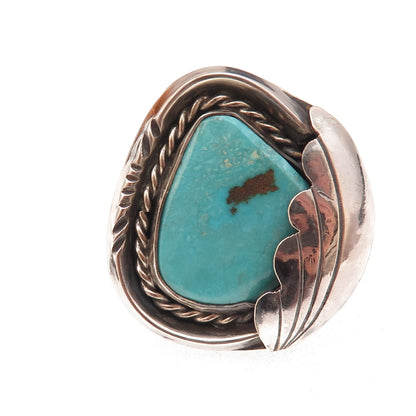 Old Pawn 925 Sterling Silver Vintage Southwestern Turquoise Wing Ring Size 7