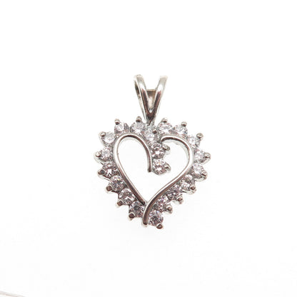 Ross Simons 925 Sterling Silver Round-Cut C Z Heart Mini Charm Pendant