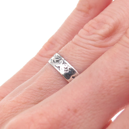 Uncas Sterling Silver Antique Art Deco Butterfly Oxidized Band Ring Size 5.75