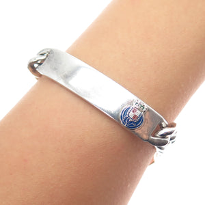 925 Sterling Vintage Portugal Enamel FC Porto Hollow Bracelet 8" (missing lock)