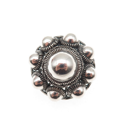 800 Silver Antique Art Deco Floral Filigree Cannetille Oxidized Pin Brooch