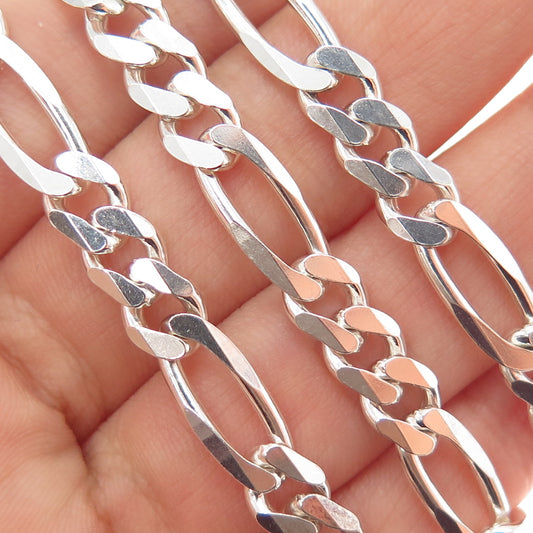 925 Sterling Silver Vintage Figaro Chain Necklace 20"