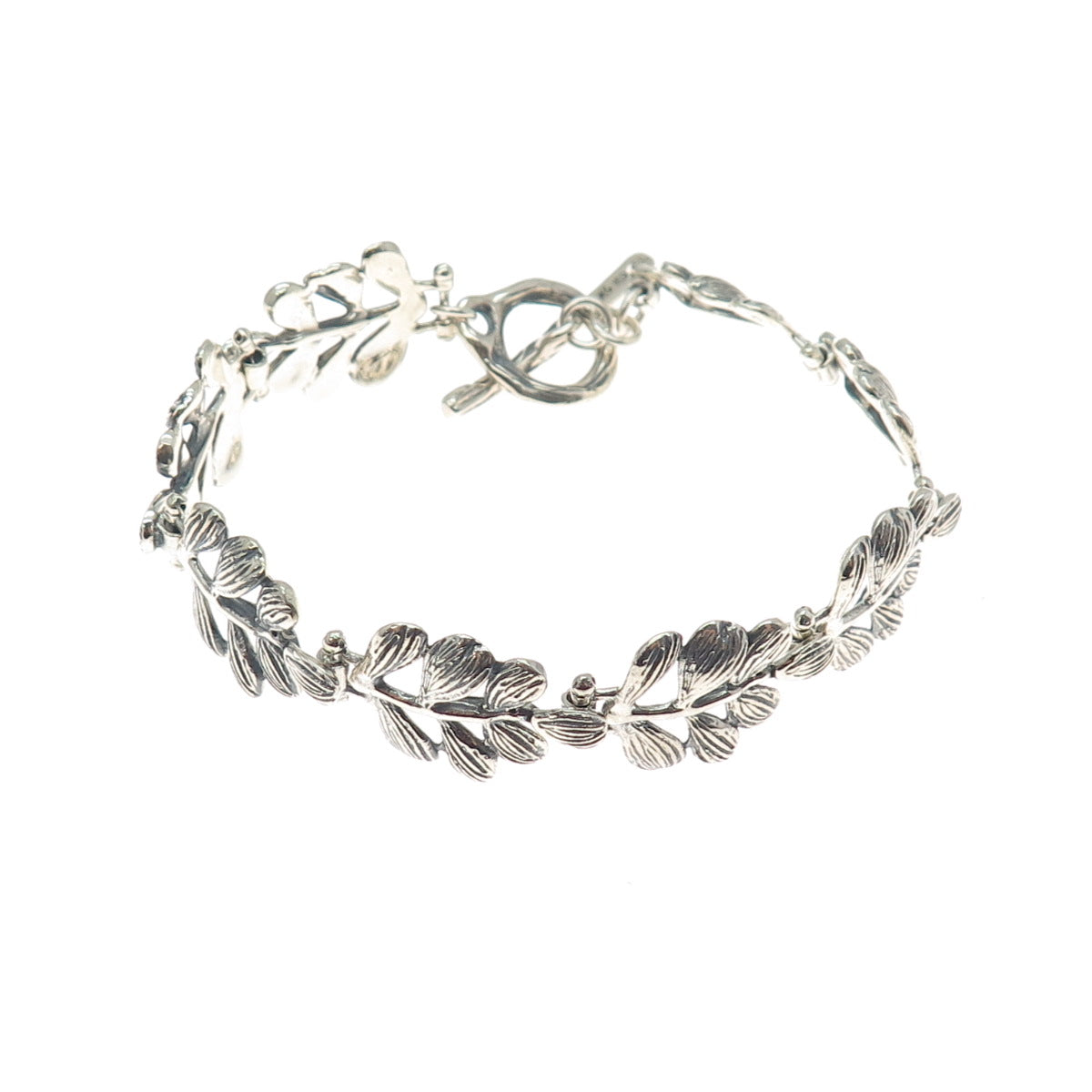 HAGIT GORALI 925 Sterling Silver Vintage Israel Modernist Floral Bracelet 6.75"