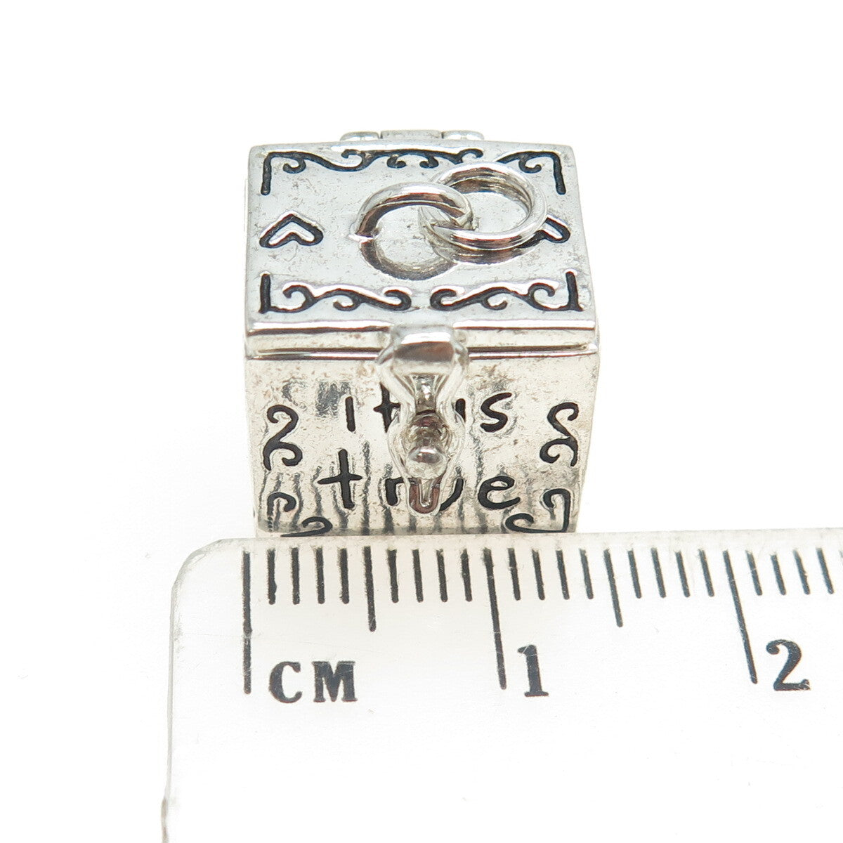 925 Sterling Vintage It's True I'm Blessed To Have You In My Heart Box Pendant