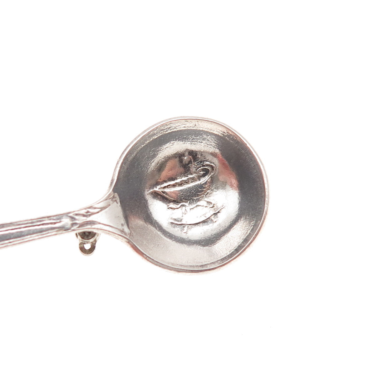 Fine Arts 925 Sterling Silver Antique Art Deco Salt & Spices Spoon Pin Brooch