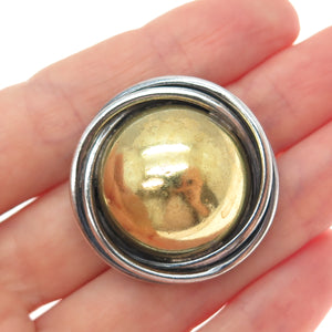 925 Sterling Silver 2-Tone Vintage Mexico Trinity Dome Oxidized Pin Brooch