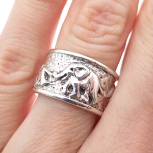 SILVER CLOUD 925 Sterling Vintage Elephant Wide Band Oxidized Ring Size 5.5