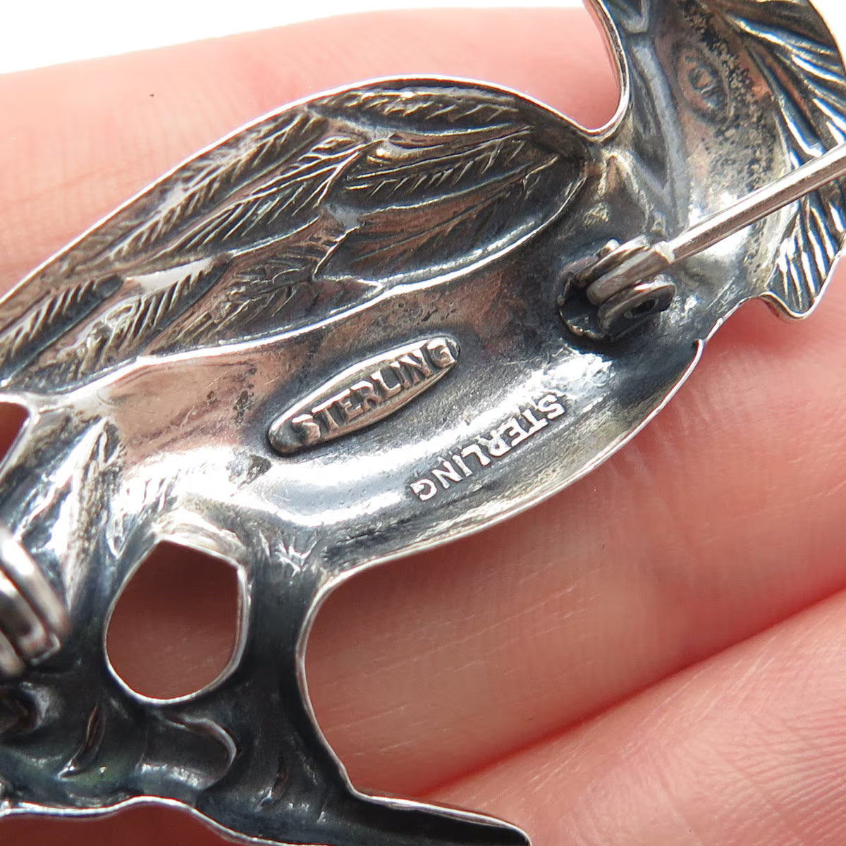 925 Sterling Silver Vintage Parrot Bird Pin Brooch
