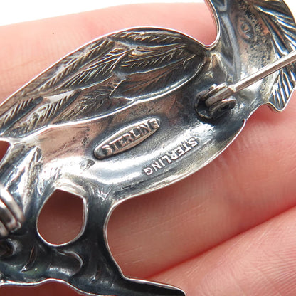 925 Sterling Silver Vintage Parrot Bird Pin Brooch