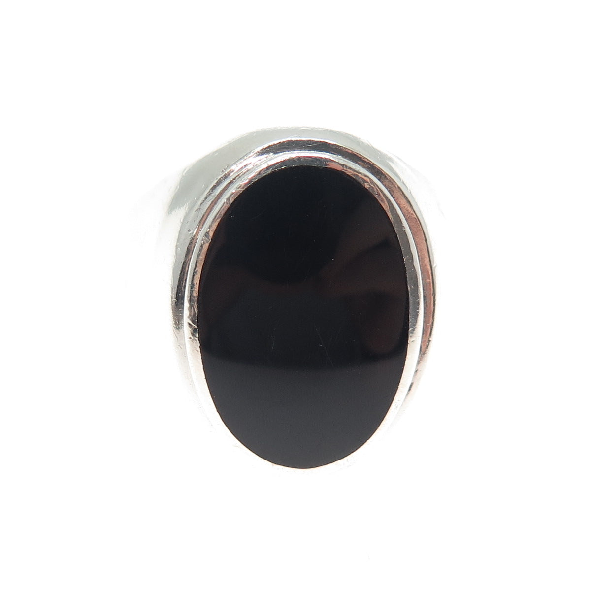 925 Sterling Silver Vintage Real Black Onyx Signet Ring Size 11.5