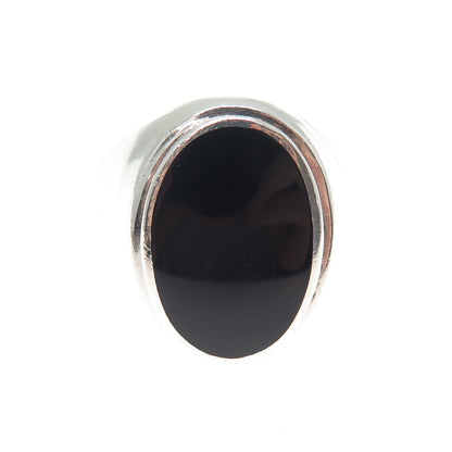 925 Sterling Silver Vintage Real Black Onyx Signet Ring Size 11.5