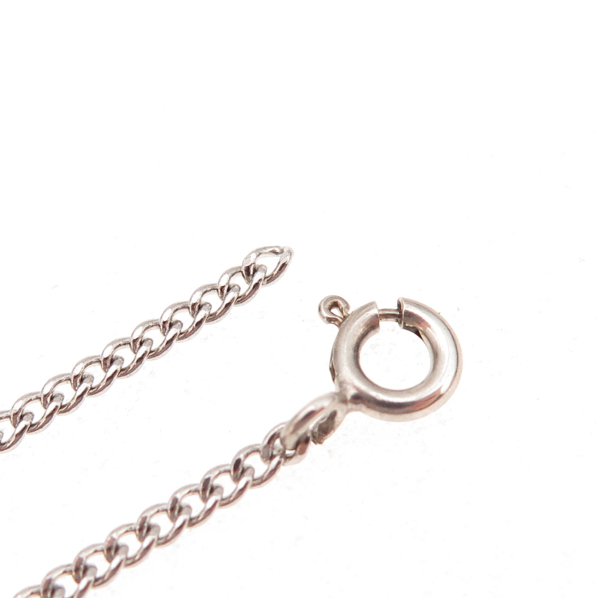 925 Sterling Silver Vintage Floral Cuban Chain Necklace 16" (missing lock loop)