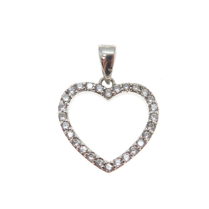 925 Sterling Silver Round-Cut C Z Heart Minimalist Charm Pendant
