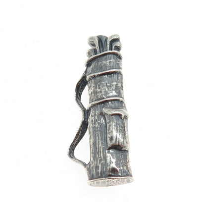 925 Sterling Silver Vintage Golf Club Oxidized Pin Brooch