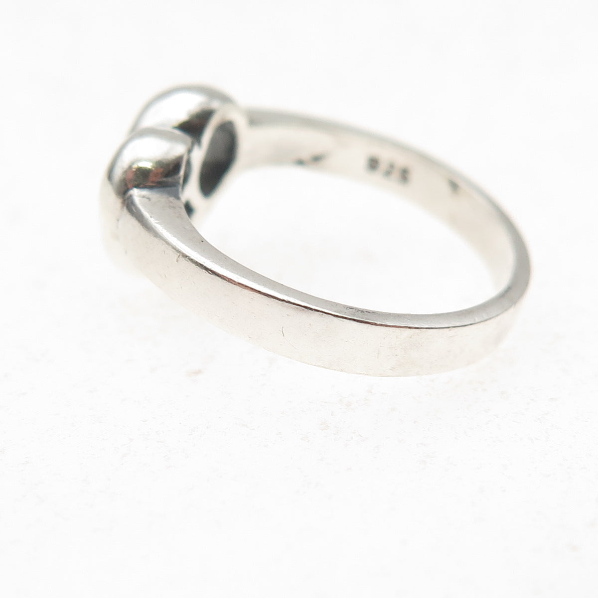 925 Sterling Silver Vintage Heart Modernist Oxidized Ring Size 5
