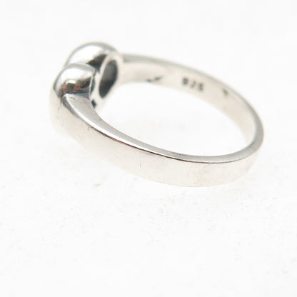 925 Sterling Silver Vintage Heart Modernist Oxidized Ring Size 5