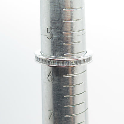 925 Sterling Silver Emerald-Cut Shaped C Z All Around Eternity Ring Size 5.75