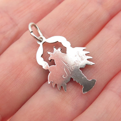833 Silver Vintage European Cancer Zodiac Engraved Mini Charm Pendant