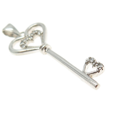 925 Sterling Silver C Z Key Pendant