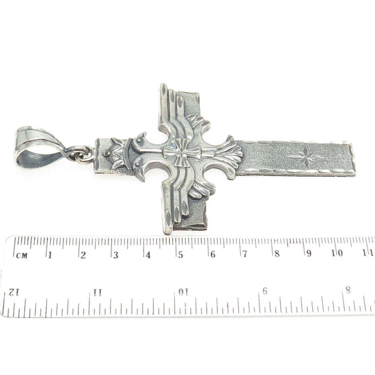 ONE OF A KIND 925 Sterling Silver Vintage Double Headed Eagle Cross Pendant