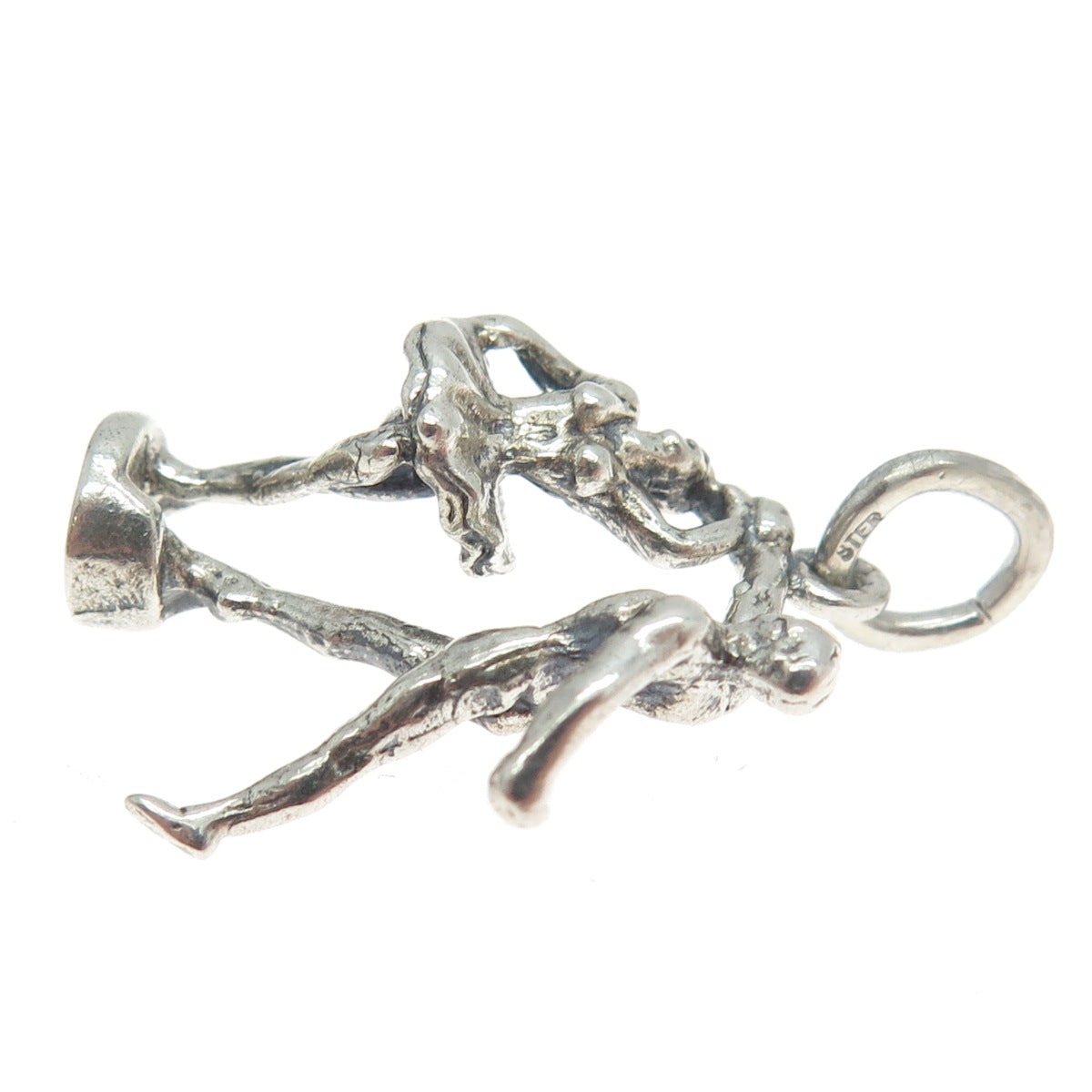 925 Sterling Silver Antique Art Deco Ballet Dancers 3D Charm Pendant