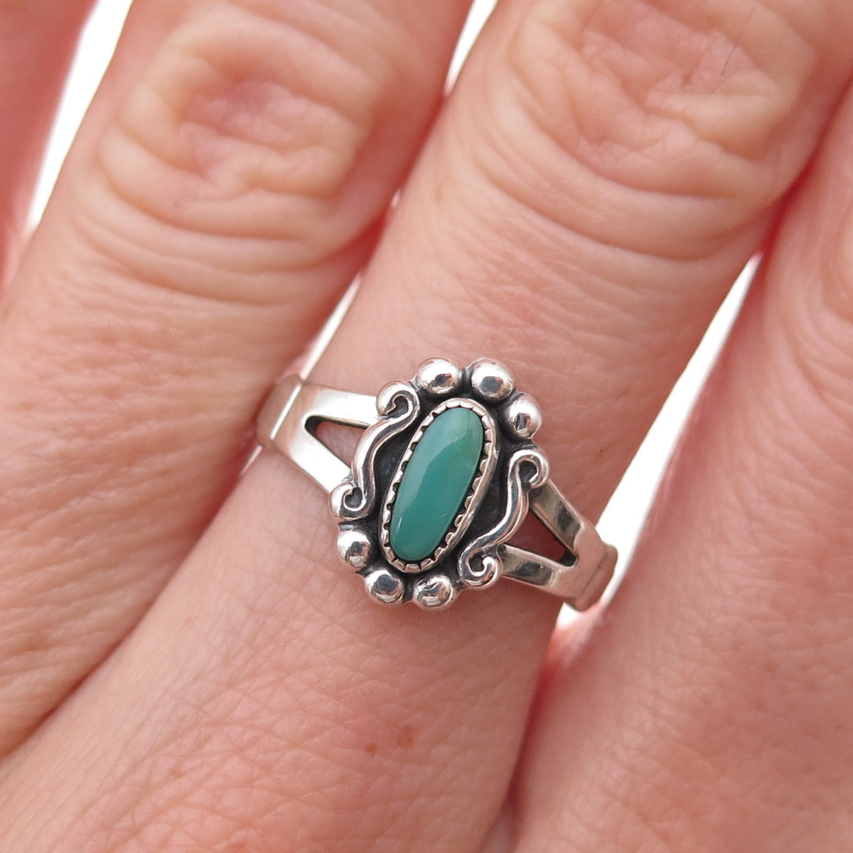 Bell Trading Post Old Pawn 925 Sterling Silver Vintage Turquoise Ring Size 7.25