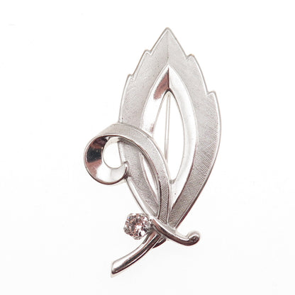 Marvel Jewelry 925 Sterling Silver Antique Art Deco Rhinestone Floral Pin Brooch