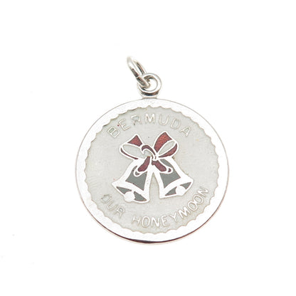 BREADNER CO. Sterling Silver Vintage Enamel Bermuda Our Honeymoon Charm Pendant