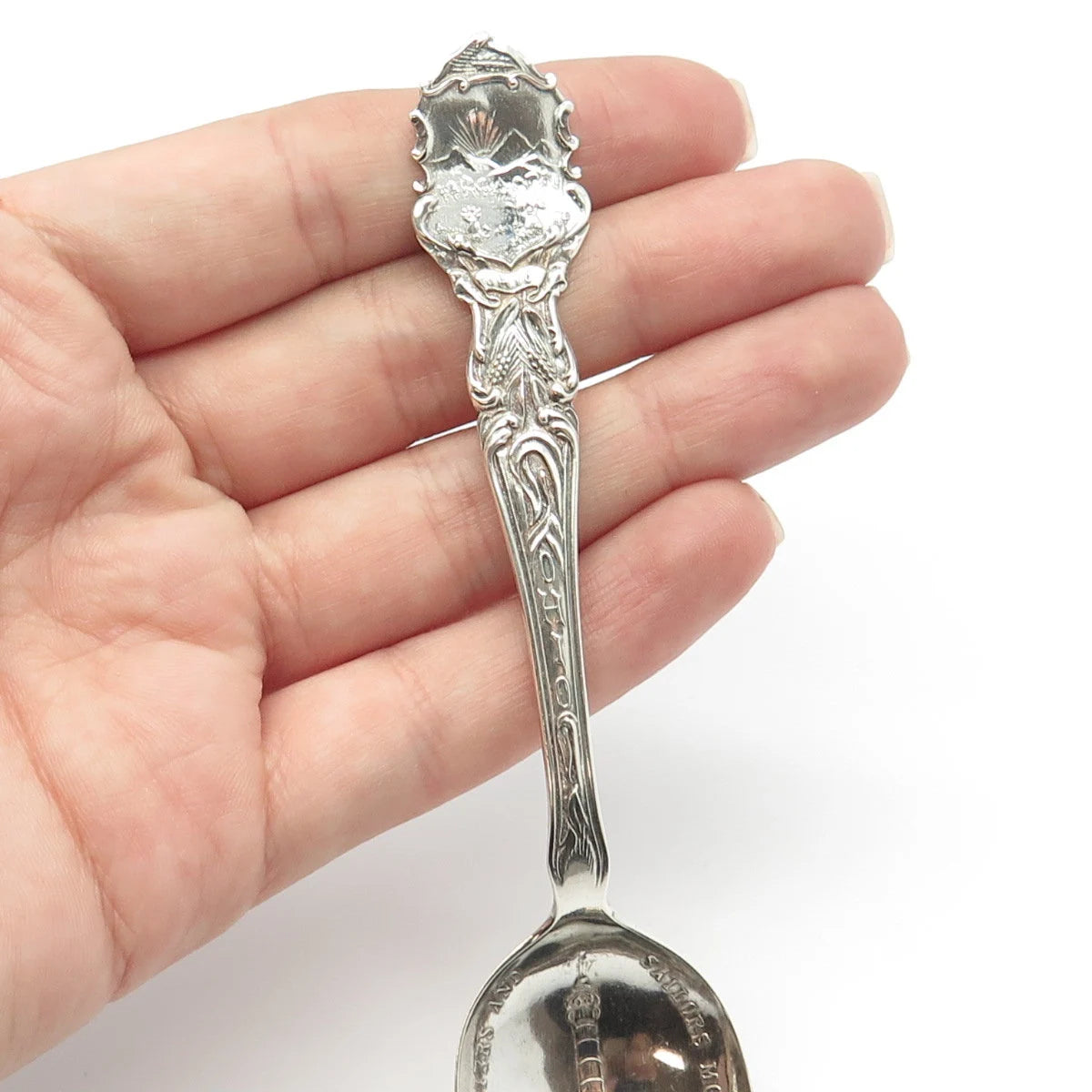 925 Sterling Silver Antique Soldiers' & Cleveland Mon't Ohio States Cities Spoon