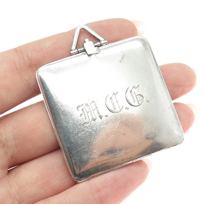 925 Sterling Silver Antique Art Deco Picture Frame Pocket Chatelaine Pendant