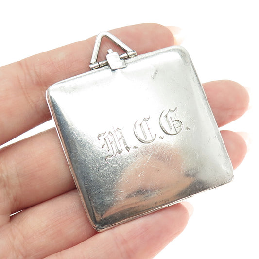 925 Sterling Silver Antique Art Deco Picture Frame Pocket Chatelaine Pendant