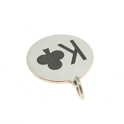 925 Sterling Silver Black Enamel King of Clubs Playing Card Charm Pendant