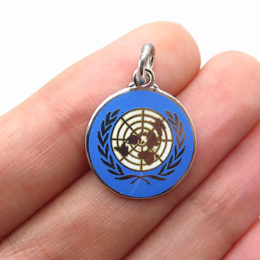 925 Sterling Silver Vintage Colorful Enamel Charm Pendant