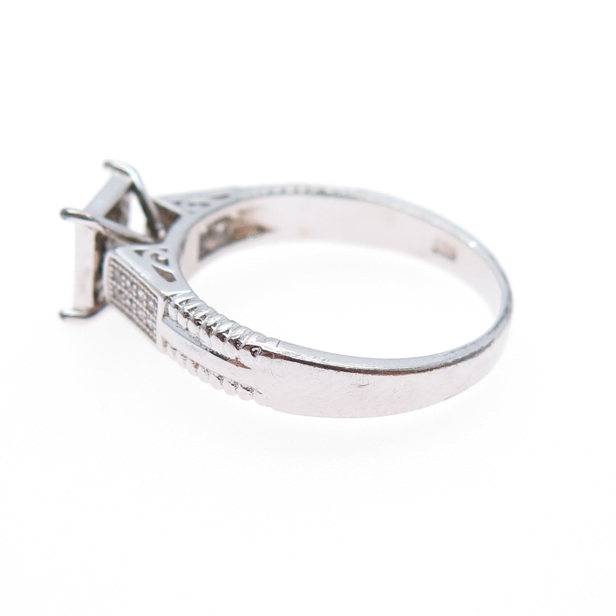 925 Sterling Silver Round-Cut C Z Princess Square Promise Ring Size 7.75