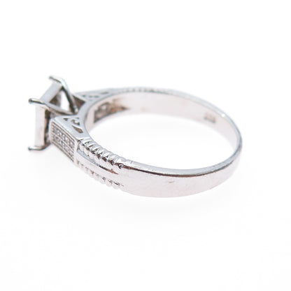 925 Sterling Silver Round-Cut C Z Princess Square Promise Ring Size 7.75
