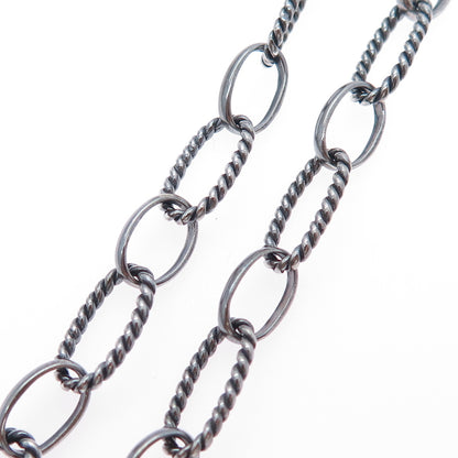 925 Sterling Silver Vintage Oxidized Multi-Oval Chain Necklace 18"