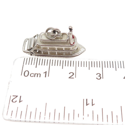 925 Sterling Silver Vintage Riverboat 3D Mini Charm Pendant