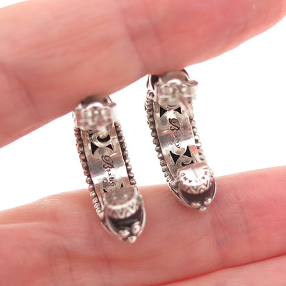 Barbara Bixby 925 Sterling Silver 18K Gold Enamel Floral Hoop Earrings