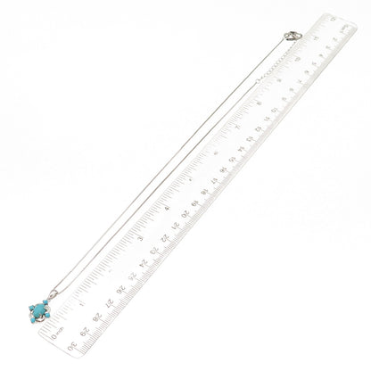 925 Sterling Silver Real Sleeping Beauty Turquoise Box Chain Necklace 18-20"