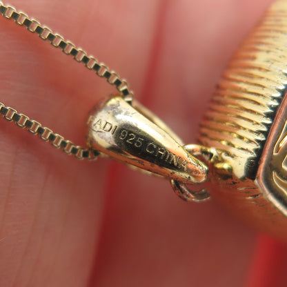 925 Sterling Silver Gold Plated Real Black Spinel & C Z Box Chain Necklace 18"