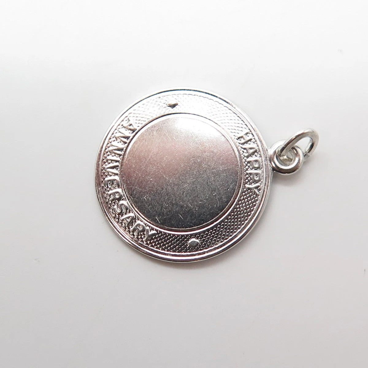 925 Sterling Silver Vintage "Happy Anniversary" Round Pendant